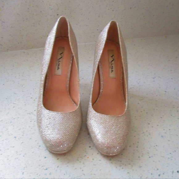 Nina New York Silver Sparkle Dressy Shoe Sz 7 - Picture 2 of 10